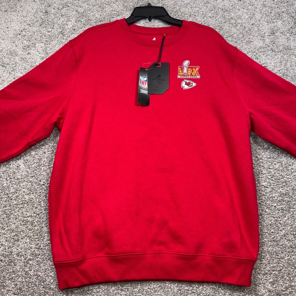 Kansas City Chiefs Antigua Super Bowl LIX Victory Crewneck Sweatshirt Mens L NEW - Picture 3 of 9